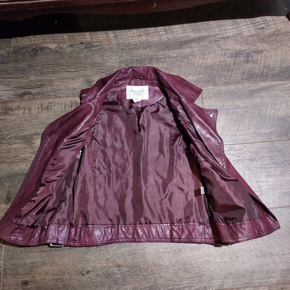 Biker Vest Rag Cie Full Zip Burgendy Flux Leather Moto Gillet Size M - Picture 2 of 11